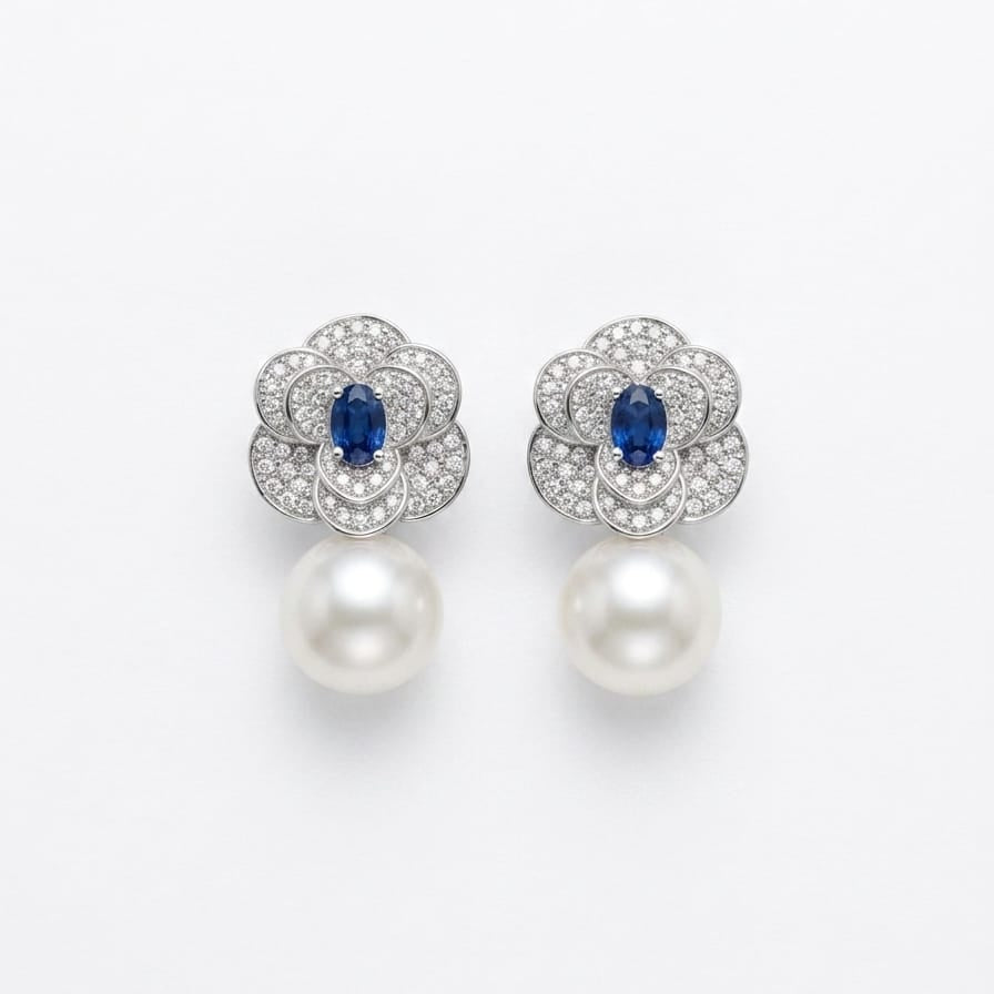 Emerald Pearl Blossom Earring