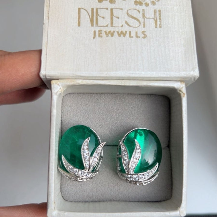 Emerald Leaf Studs