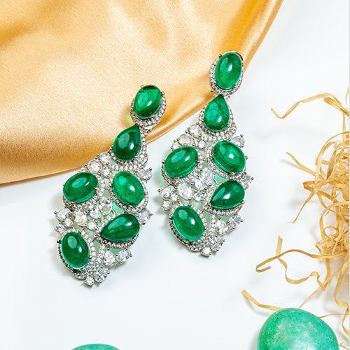 Emerald and Diamond Statement Earrings
