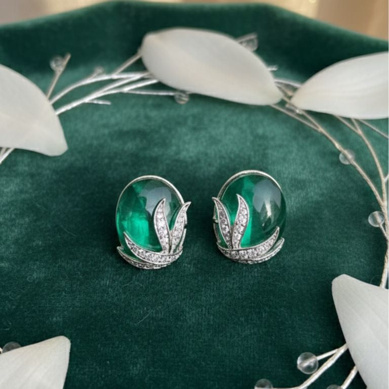 Emerald Leaf Studs