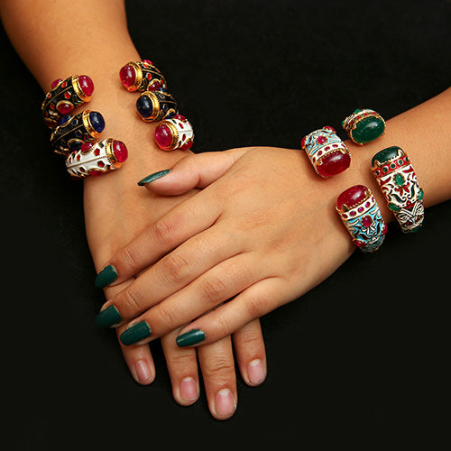 Gold Plated Emerald & Ruby Diamond Bracelet
