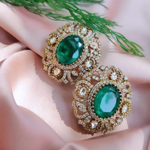 Victorian polki and emerald studs
