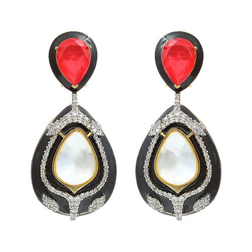 Polki Meena Semiprecious Doublet Earring