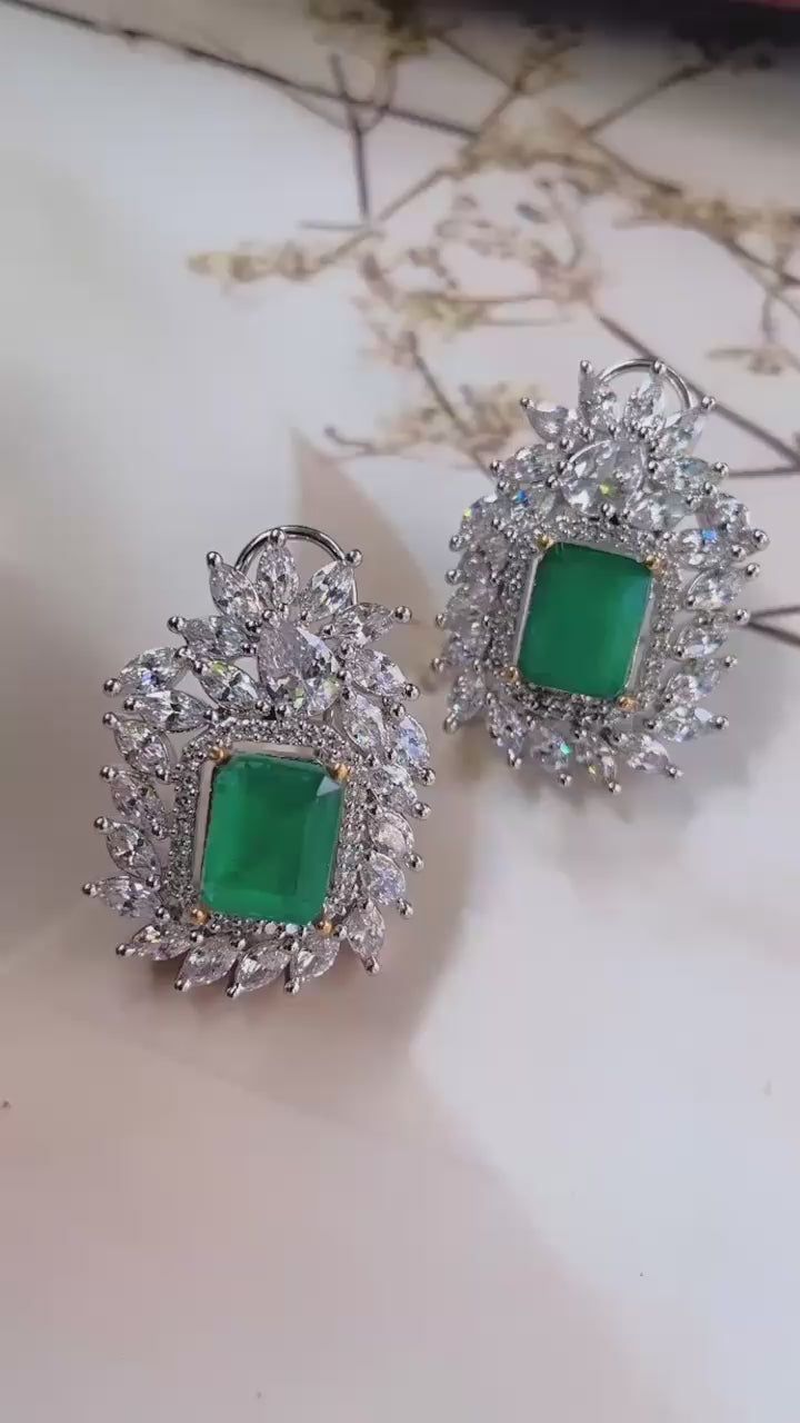 Diamond and Emerald Semiprecious Studs