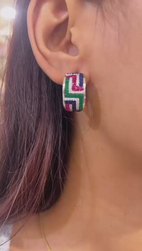 Geometric Pattern Hoop Earrings