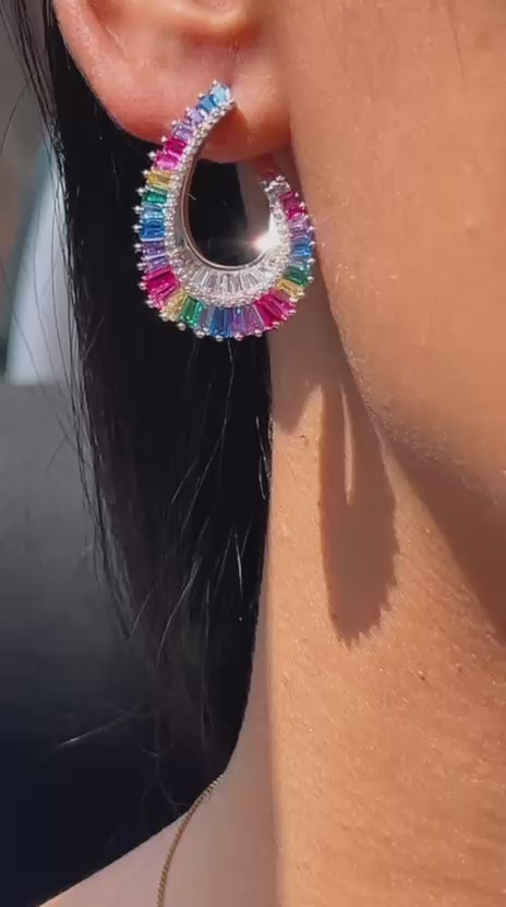 Luxe Baguette Loop Earrings