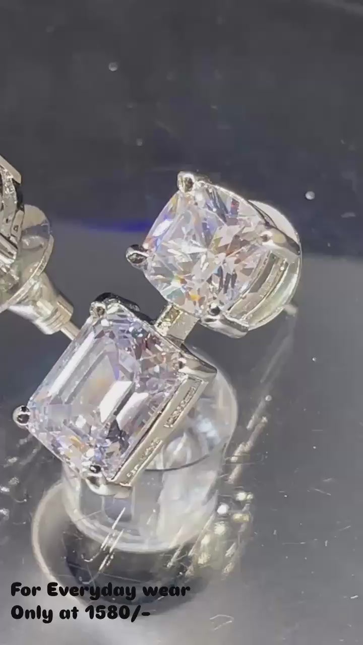 Citrin And Diamond Small Size Studs