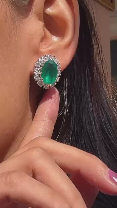 Emerald Oval Studs