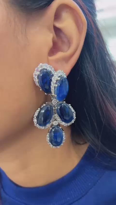 Oval Cluster Drop Earrings