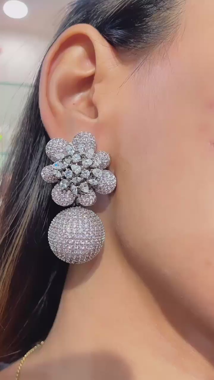 Nano Setting Flower Drop Earring
