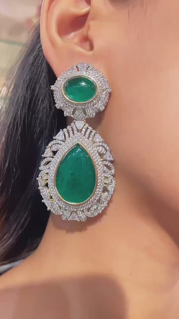 Silver Gold Polish Dual Shape Earring