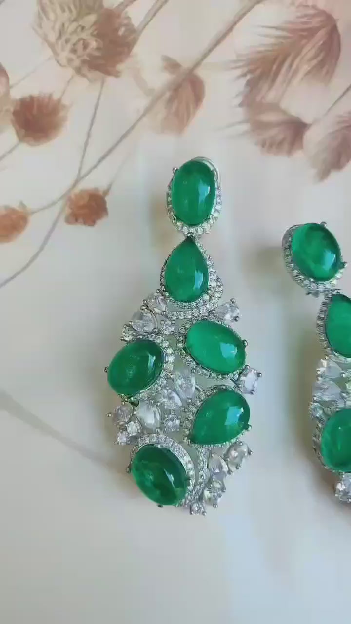Emerald and Diamond Statement Earrings
