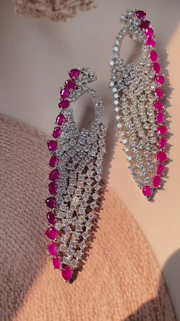 Modern Diamond and Ruby Earring