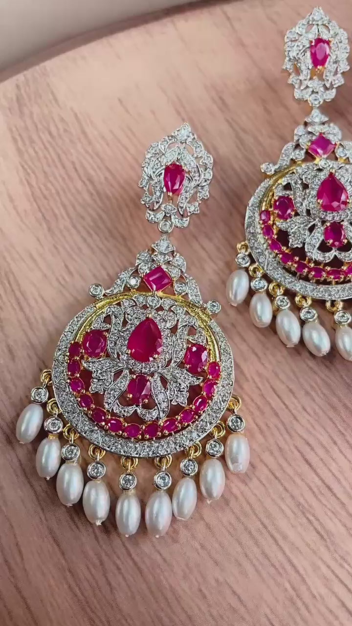 Diamond and Pearl Chandbali Medium Size