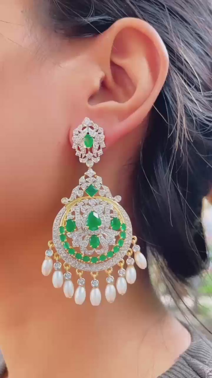 Diamond and Pearl Chandbali Medium Size