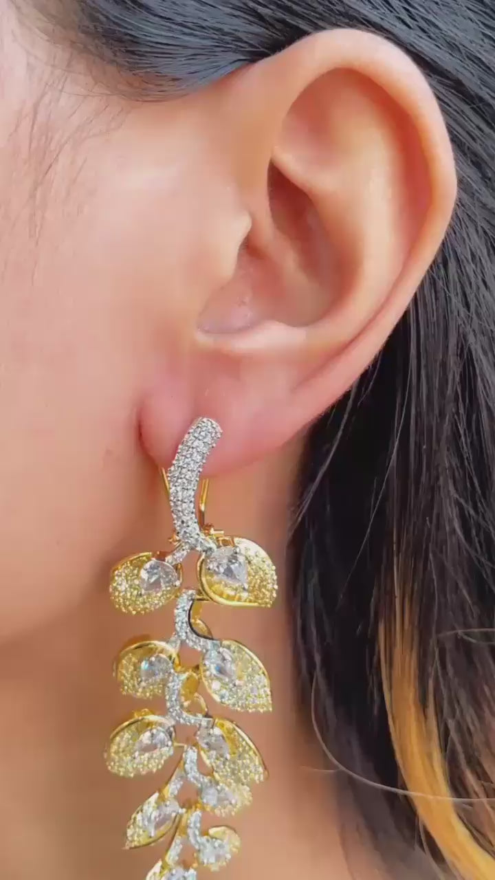 Leaf Shape Long Earring