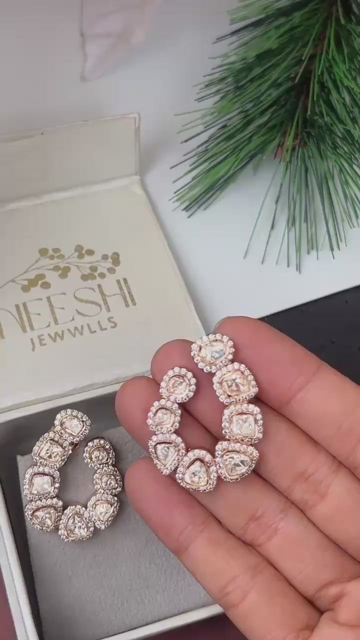 Rose Glow Polki Hoops