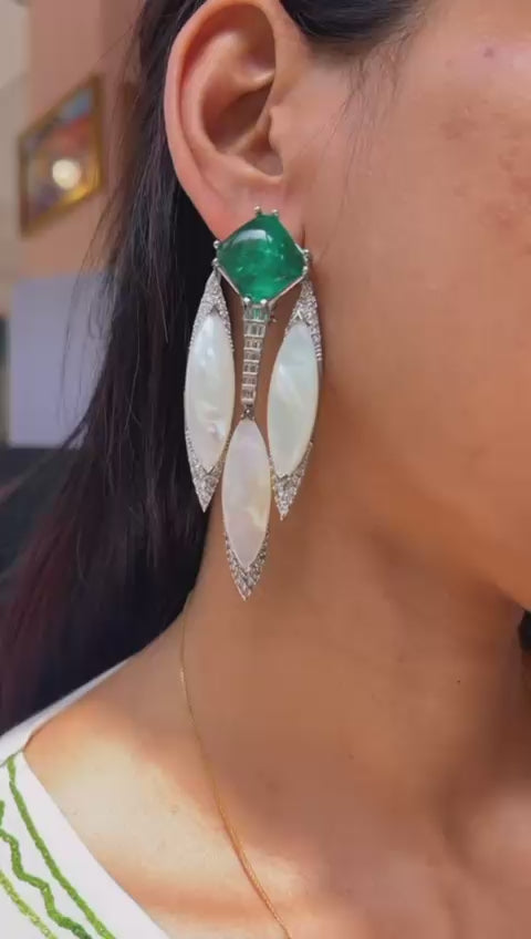 Emerald Cascade Statement Earrings