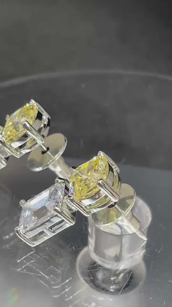 Citrin And Diamond Small Size Studs