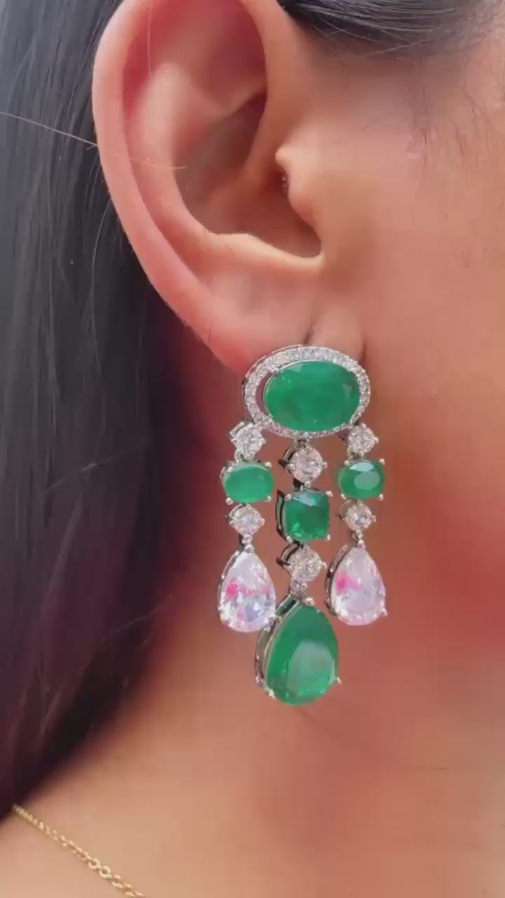 Emerald Cascade Chandelier Earrings