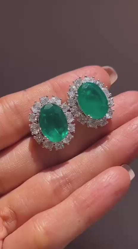 Emerald Oval Studs