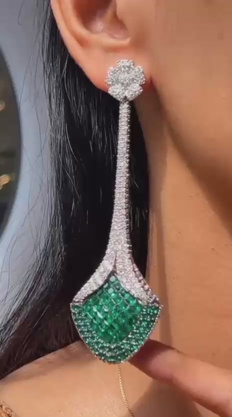 Emerald Bloom Danglers