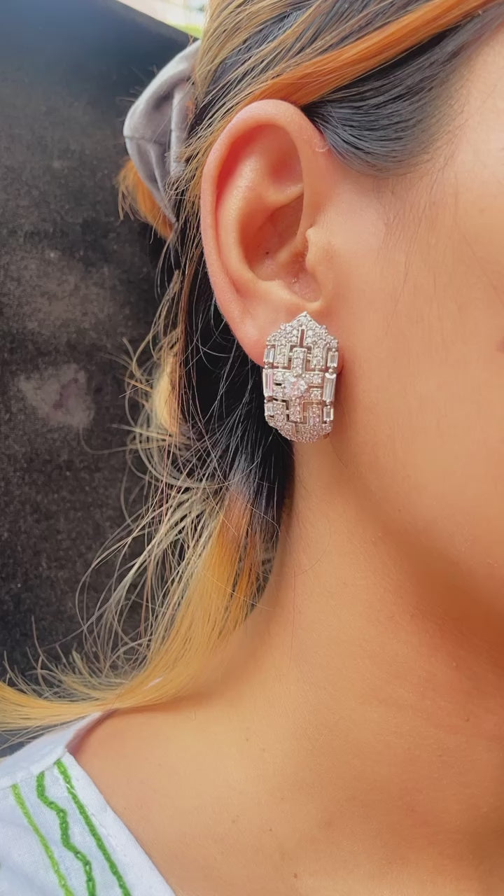 Baguette And Diamond Classy Studs