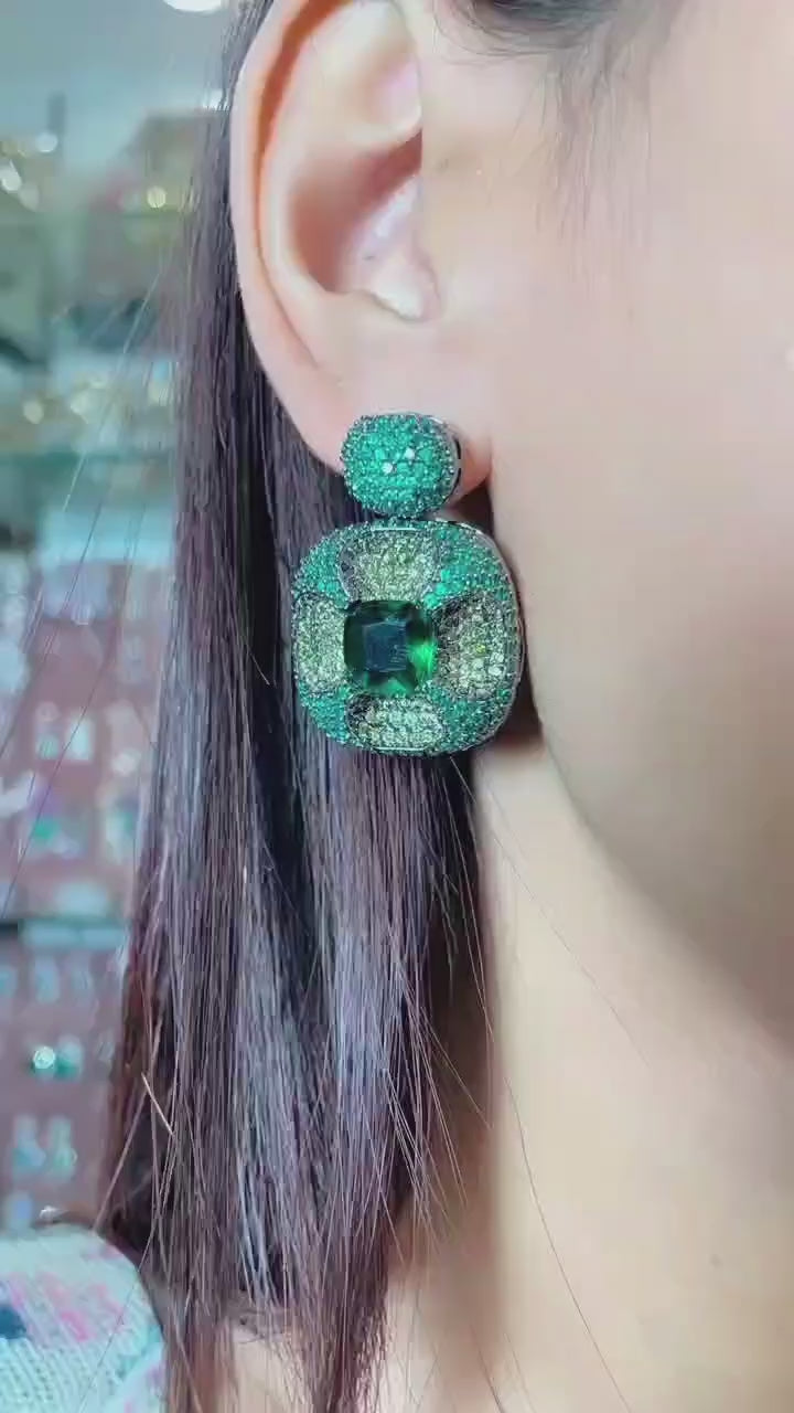 Square Nano Setting Medium Earring