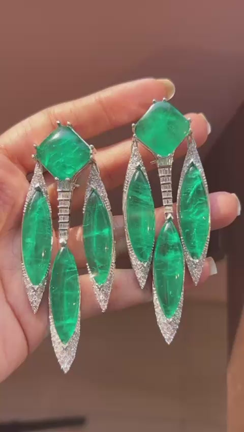 Emerald Cascade Statement Earrings
