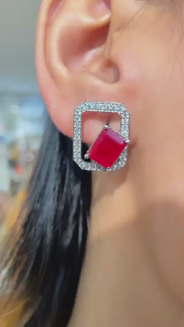 Square Semiprecious Studs