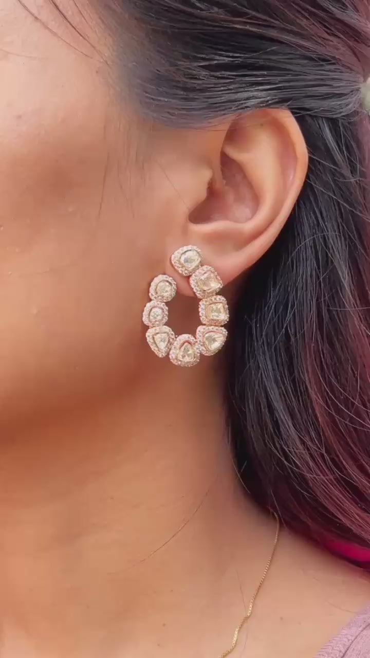 Rose Glow Polki Hoops