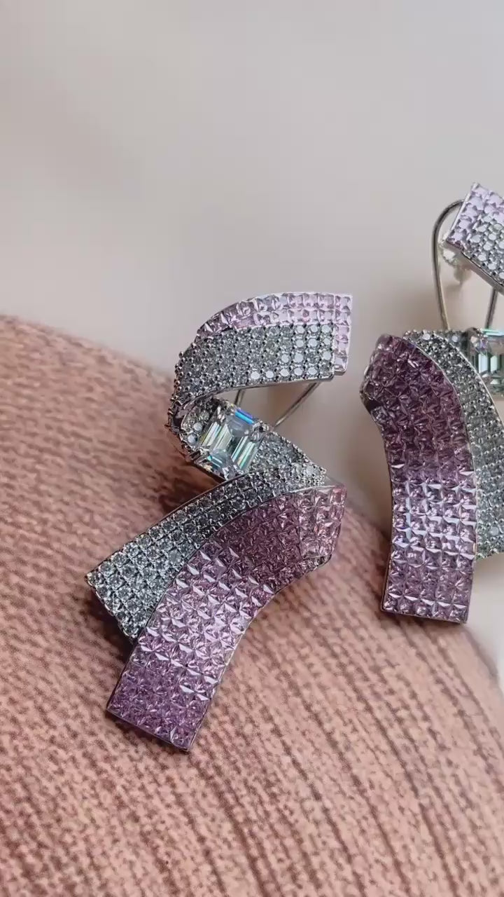 Diamond Invisible Setting Glam Earring