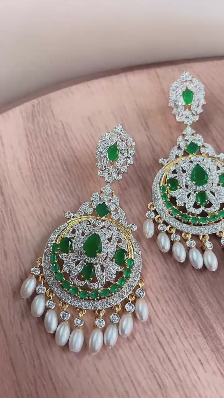 Diamond and Pearl Chandbali Medium Size