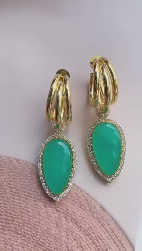 Emerald Drop Gold Earring