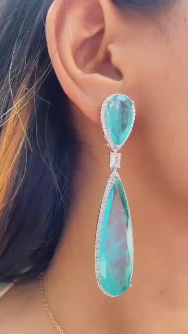 Semiprecious long tear-drop earring