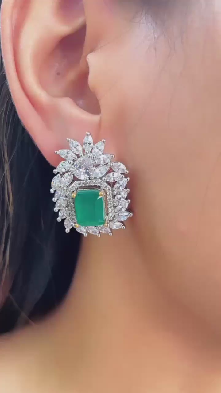 Diamond and Emerald Semiprecious Studs