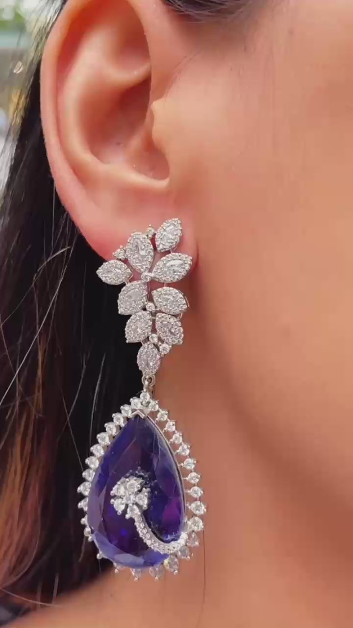 Diamond Saphire Drop Earring