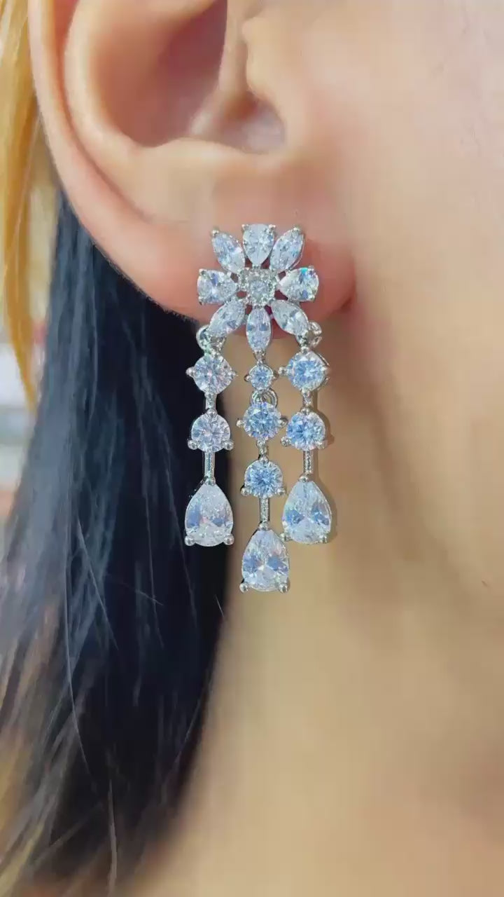 Diamond Three Line Earring