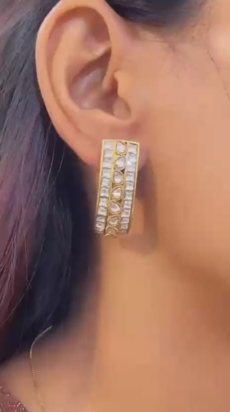 Royal Curve Diamond and polki Earrings
